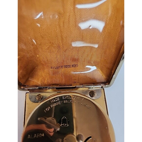 Vintage Phinney-Walker Folding Travel Alarm Clock  Japan Leather Case - Picture 7 of 16